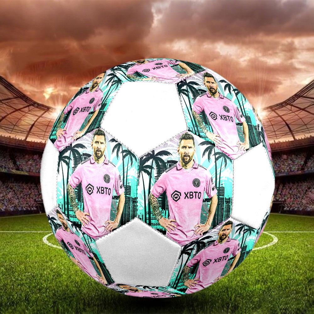 Poster Lionel Messi formato 5 Pallone da Calcio, colorato, adatto a tutte le età, cucito a macchina, materiale PVC, qualità da competizione, durevole e ad alto rimbalzo