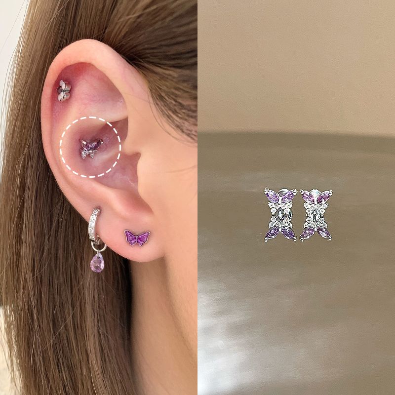 Ringring Store Medical Titanium Steel Ear Studs Edge Buckle Loop Bone Nail Earring Ear Bone Pin Titanium Alloy Earrings Earrings Female