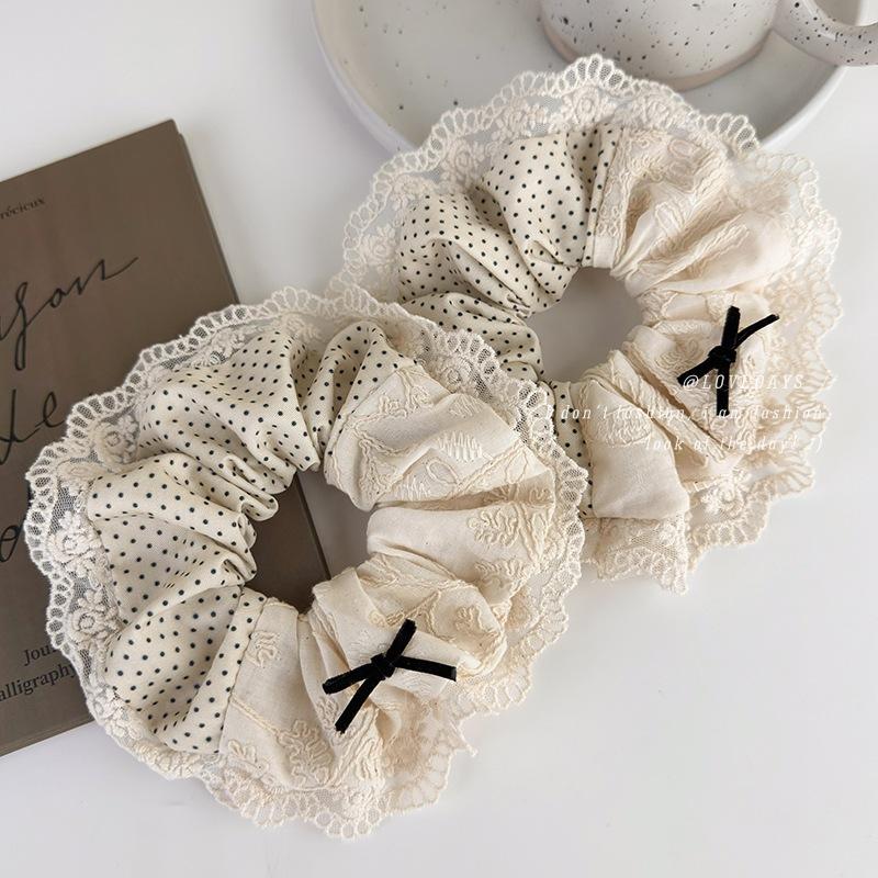 Polka Dot Elastic Hair Bands Korean Style Lace Scrunchies Cute Bow Hair Ties for Women Hair Accessories Ponytail