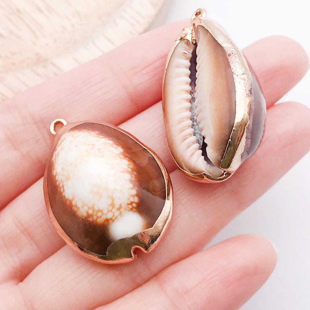 White & Yellow Electroplated Ocean Shell Conch Pendant Charm for DIY Jewelry