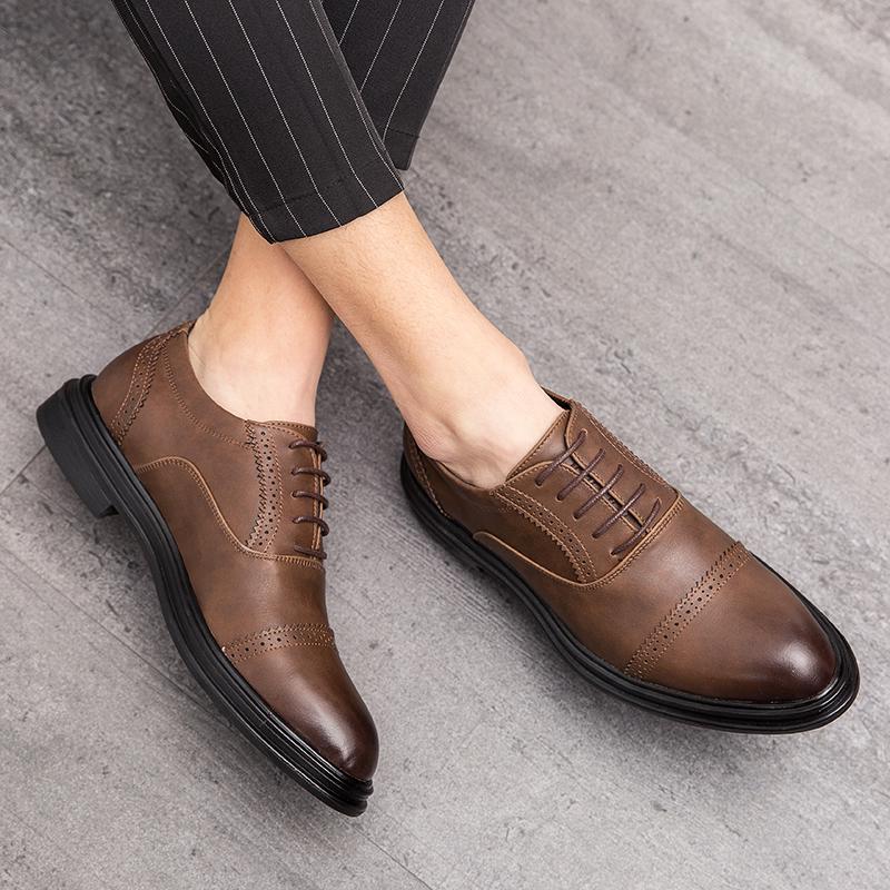 Men’s Shoes Brogues Dress Formal Leather Business Derby Shoes Wingtip Tuxedo Wedding Shoes Over Sized