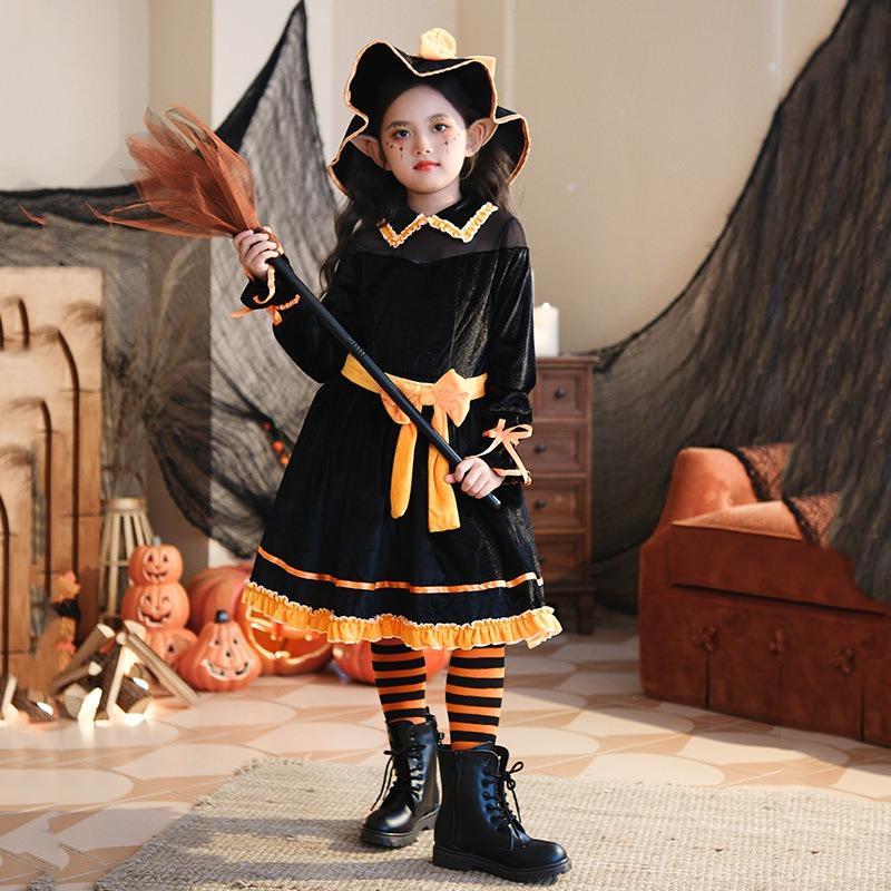 Halloween Children's Costume Pumpkin Costume Funny Baby Children's Costume Witch Costume Witch Stage Performance Dress
