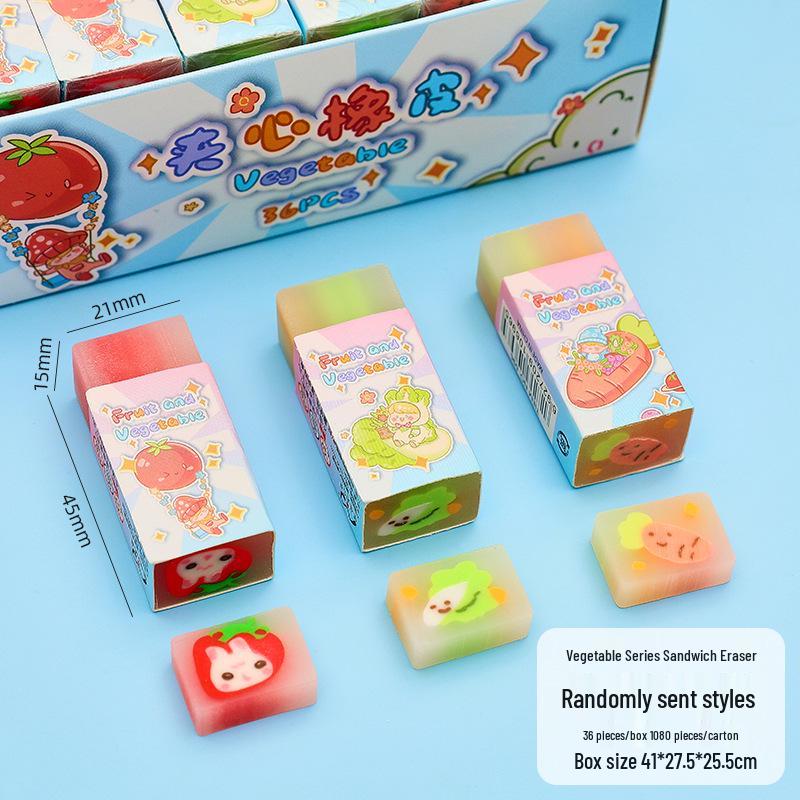 Cartoon-Sandwich-Radiergummi mit geringer Staubentwicklung - Geschenk für Schüler, Schreibwaren