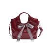Ribbon Bow Solid Color Bucket Handbag Single Shoulder Crossbody Bag Women Gift