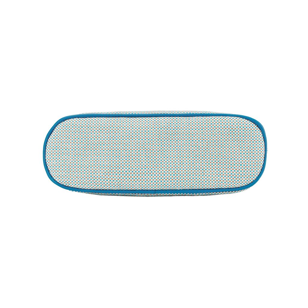 Hermès Bolide Crazy H Embroidered Pattern Palladium Metal Cotton Storage Bag Mini Unisex bags Teal Galette H103750MV05