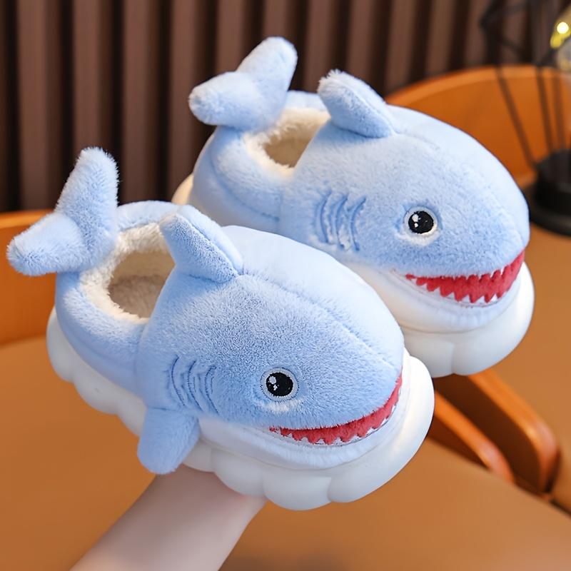 Soft Breathable Youngsters' Shark Slides Cute Cartoon Shark Slippers with Fabric Upper  EVA Sole