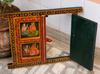 Painted Jharokha Wooden Frame: Antique Hindu God Ganesha Wall Decor