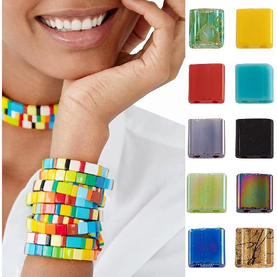 

Craftdady 200 шт. 2-отверстные стеклянные бусины-бисер с люстровым покрытием, квадратные двухсторонние бусины-основы 5x4,5-5,5 мм, случайные смешанные цвета для многорядных ювелирных браслетов