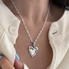 Korean S925 Sterling Silver Heart-Textured Pig Nose Chain Necklace for Women – Niche, Versatile High-End Clavicle Design