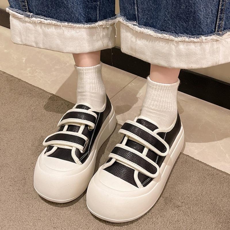 Canvas Mary Jane single shoes women's new spring and summer platform heightening fashion versatile big head Velcro small leather shoes