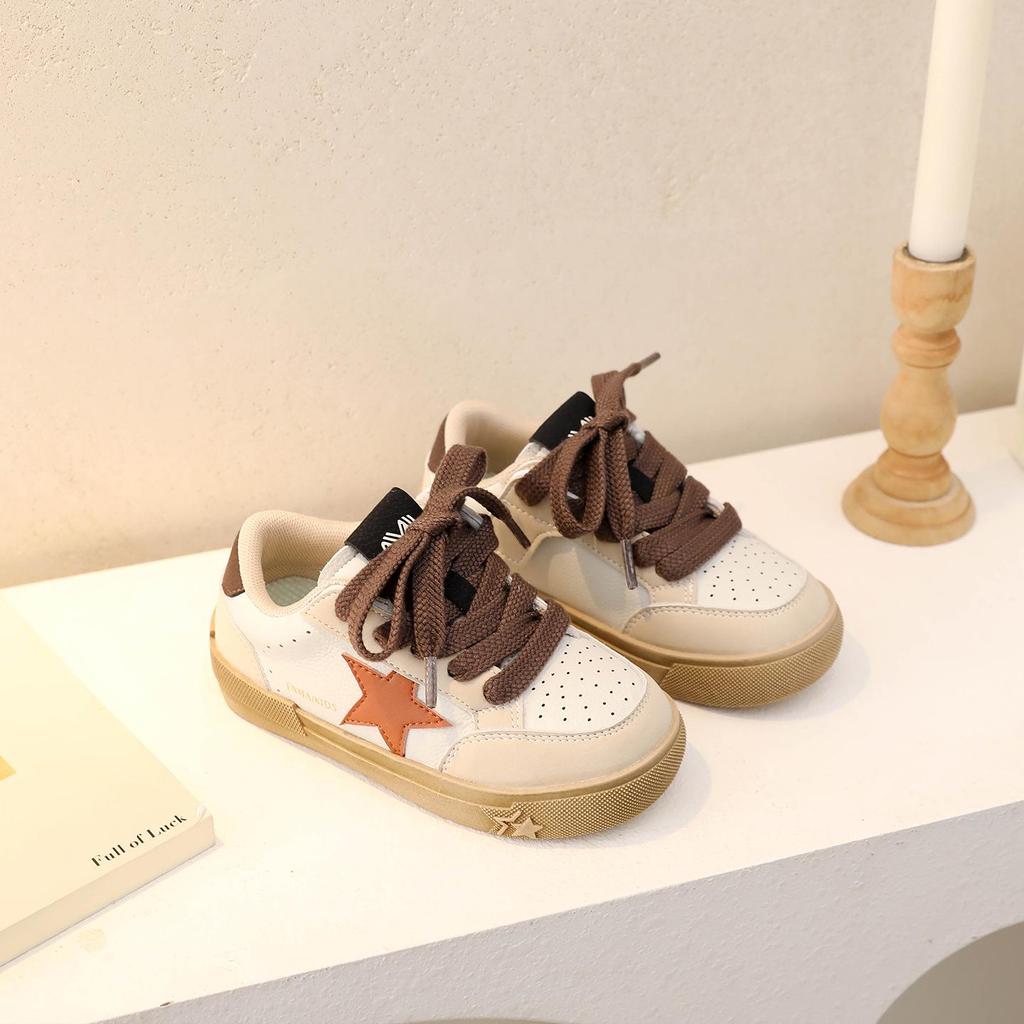 Kids' Genuine Leather Skate Shoes 2025: New Spring/Autumn Style with Star Design for Boys and Girls