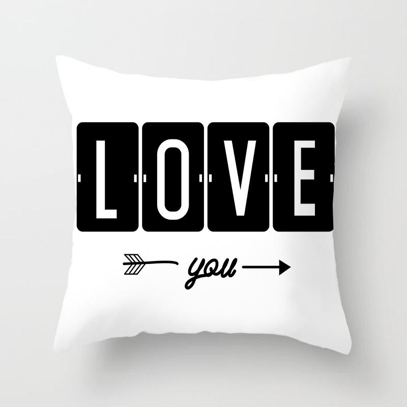 

Home decorated black and white geometric cube letter printing cushion car bedroom living room sofa pillow sleeve 16x16Inch