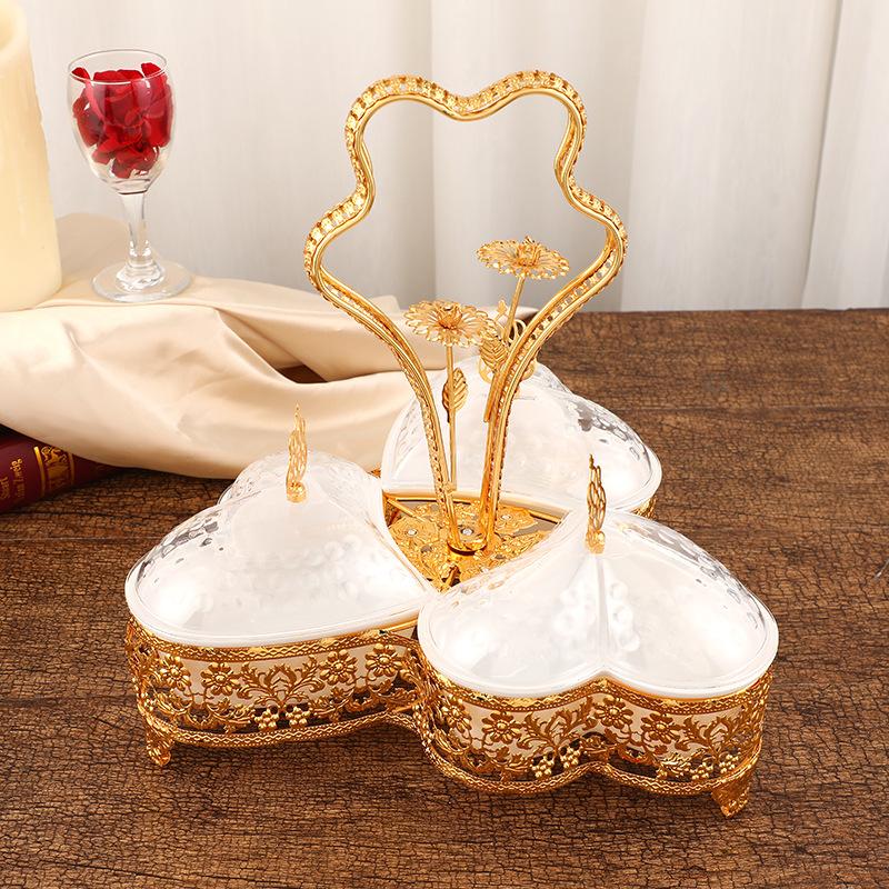 

Европейский стиль, креативная форма сердца, три сетки, коробка для сухих фруктов, коробка для закусок, гостиная, роскошная коробка для хранения димсам, портативная коробка для фруктов