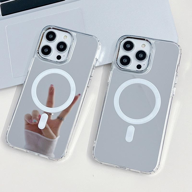 Applicable To Apple IPhone15 Promax Mirror Magnetic Suction Anti-fall Case IPhone14/13/12 Protection Case