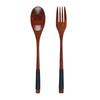 2Pcs Wooden Spoon Fork Dinnerware Set Long Handle Rice Soup Dessert Spoon Japanese Style Dinner Spoon and Fork Set Wood Cutlery