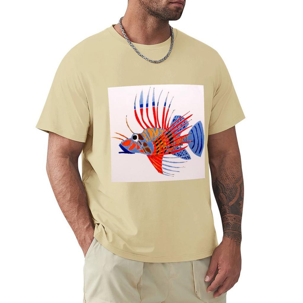 Lion Fish T-Shirt Heavyweights Plain Short Sleeve Tee Vintage T Shirts Men T Shirt