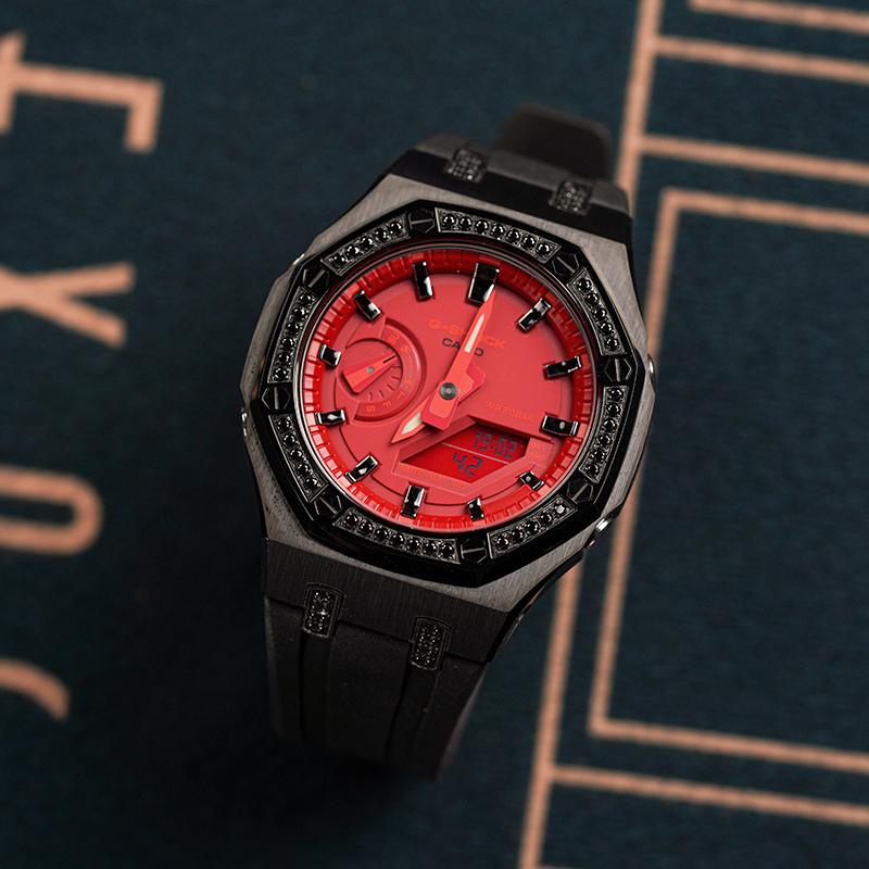 CASIO Customized watch modified series Blood Demon Quartz rubber strap unisex red dial GA-2100-4A GA-2100-4AGaiZhuang-XueMo