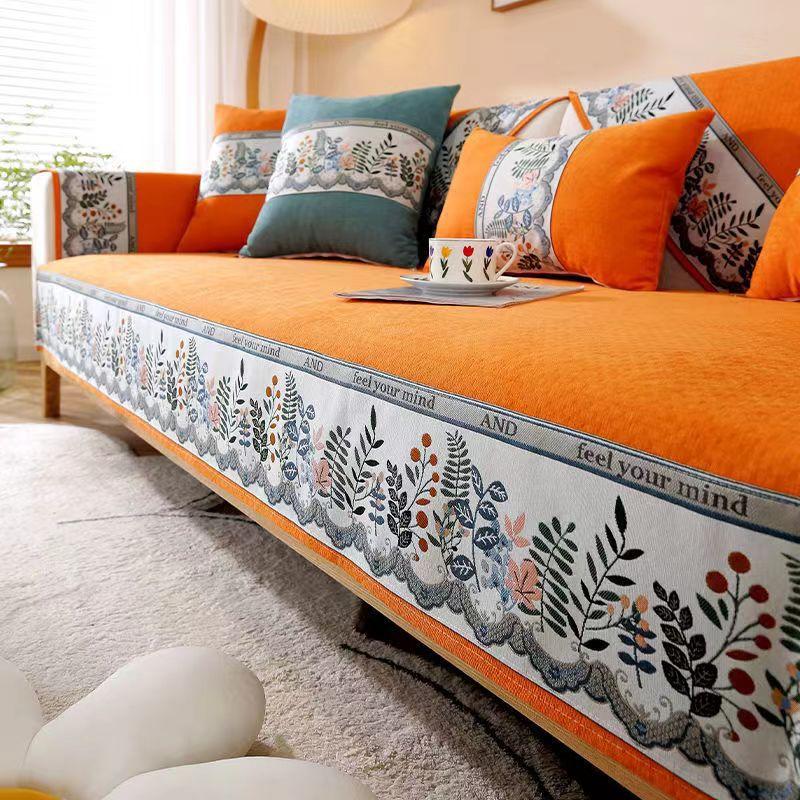 

Роскошный жаккардовый чехол для дивана с окантовкой из шенилла, чехол для дивана, нескользящее кресло, подушка для сиденья, угловой диван, полотенце для гостиной 90x160cm 1pcs