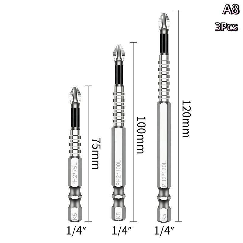 K5 Strong Magnetic Screwdriver High Hardness Bits Set Anti-Slip S2 Standard Non-Slip Cross Head Electric Screwdriver Set