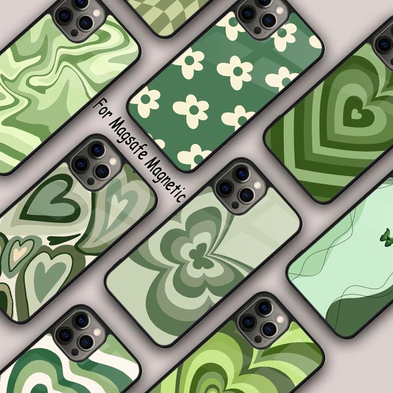 Sage Green Coffee Love Heart Latte Magnetic Phone Case For APPLE iPhone 17 Air 16 14 13 12 Pro Max 15 Plus MagSafe Cover
