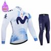 Movistar Pro Winter Cycling Set Thermal Fleece Bicycle Clothing Long Sleeve Jersey Road Bike Clothes Ropa Ciclismo MTB Uniform