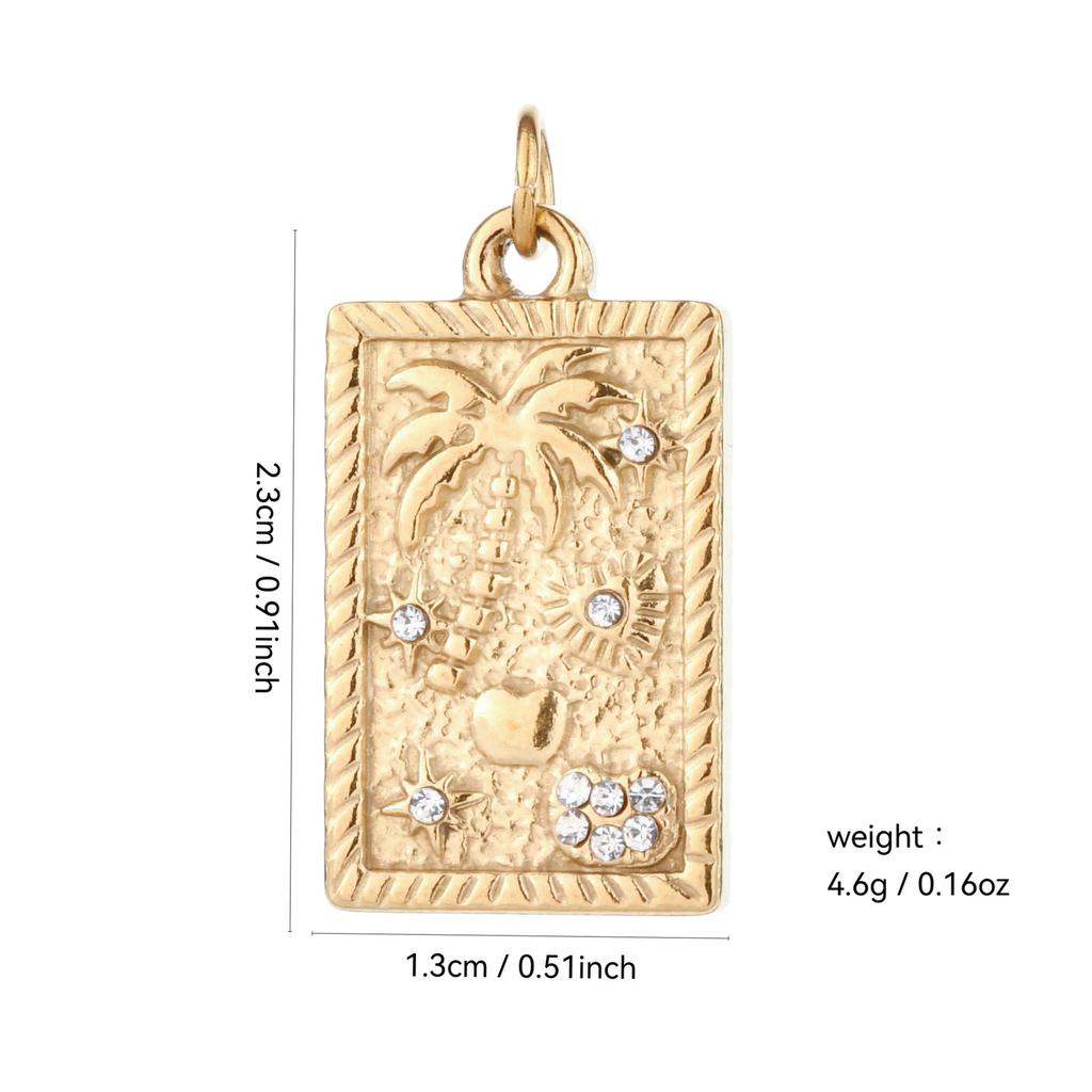 18K Gold Plated Stainless Steel Beach Pendant Charm for DIY Necklace & Bracelet Jewelry