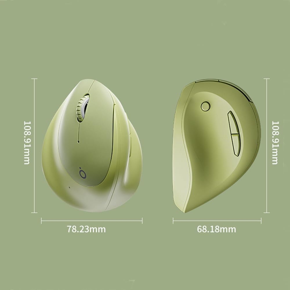 Ergonomic Vertical Bluetooth USB Dual Vertical 5DPI Compatible with Green Mouse, Wireless, & 2.4GHz Mode, Design, Quiet, Battery-Powered,