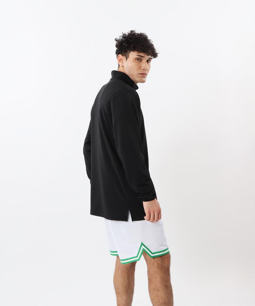 Long Quick Odor Script Half Zip Long Sleeve Basketball Black L [Champion] T-Shirt, Sleeve, Dry, Stretch, Antibacterial, Resistant, Thermal, Logo,