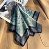 Spring new plaid plain crepe satin printed silk scarf women's light luxury mulberry silk scarf square scarf