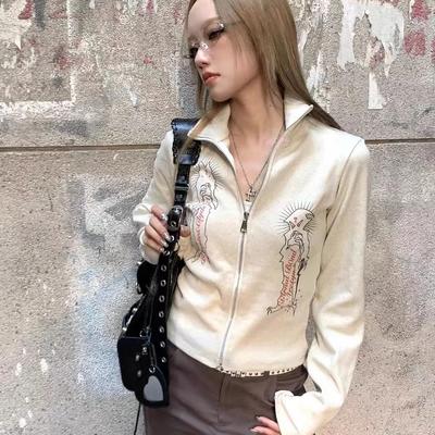 2KWEIRD Harajuku Coltrui Vest Vintage Grunge Print Jas Fairycore Y2k Geribbelde Vesten E-girl Grafische Kleding