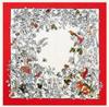 130cm Silk Scarf Women Large Shawls Floral Birds Print Ombre Stoles Square Bandana Luxury Kerchief Scarf Female Foulards