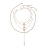 Stacked Up Cross Pendant Necklace Cross Clavicle Chain Simple Imitation Pearl Necklace  Dating
