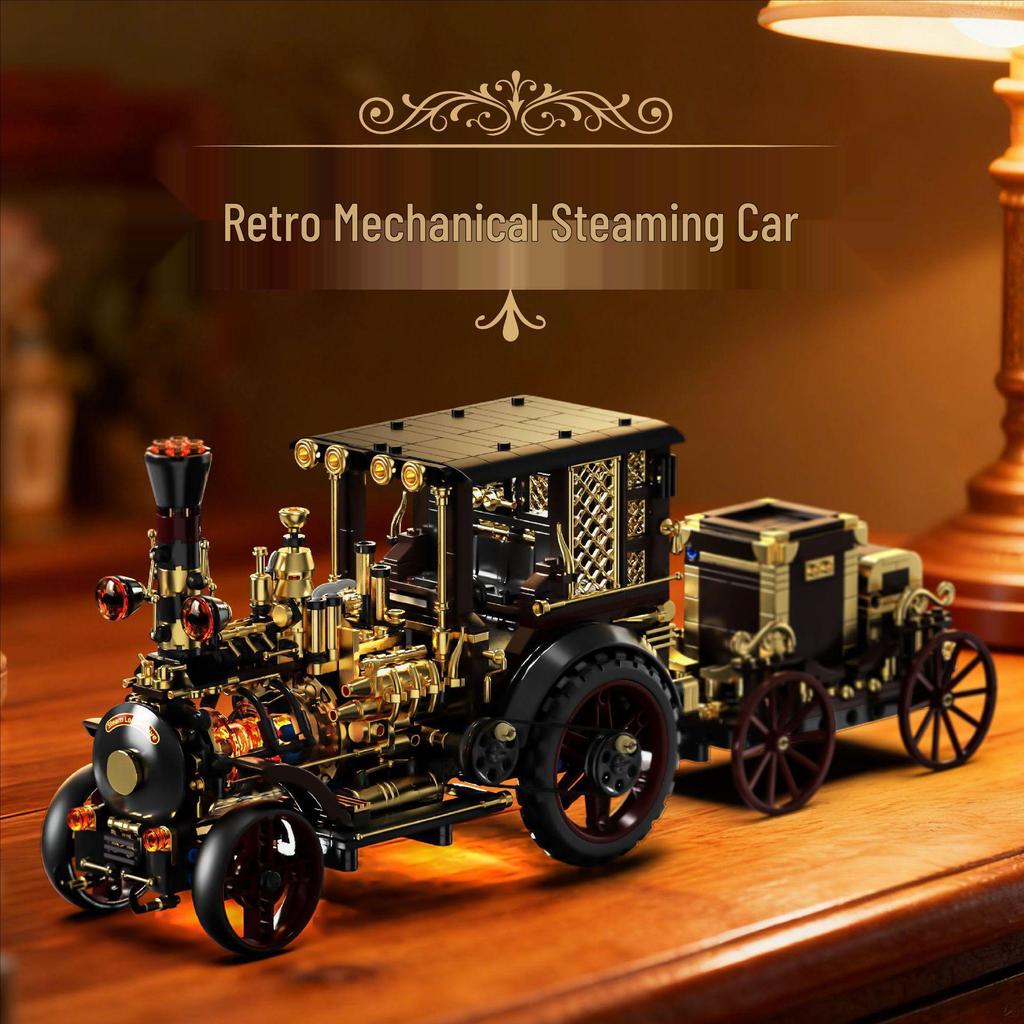 HuiJi 1003 Retro Mechanical Train Building Blocks - Educational Science Toy for Boys