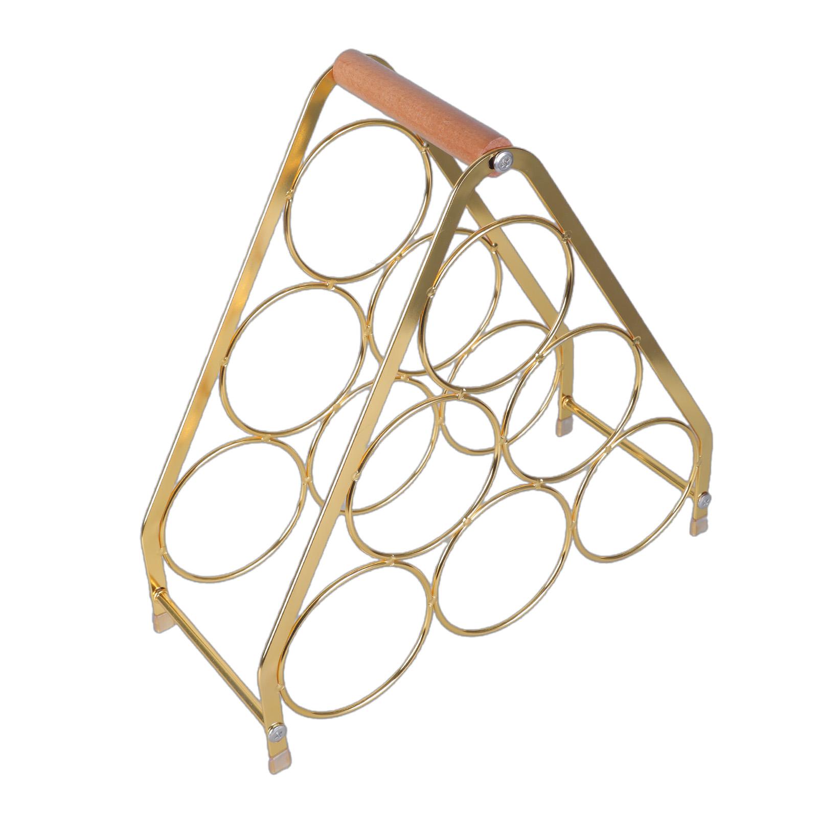 

3-ярусная подставка для винных бутылок с гладкой поверхностью и уникальными треугольными дизайнами, подходит для размещения внутри шкафа или винного погреба золотой