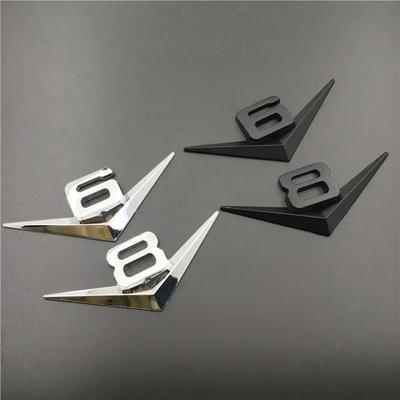 1 Pièce 3D Métal Chrome Noir V6 V8 Lettres Emblème Badge Aile Coffre Arrière Autocollants Décalcomanies Pour Accessoires Voiture