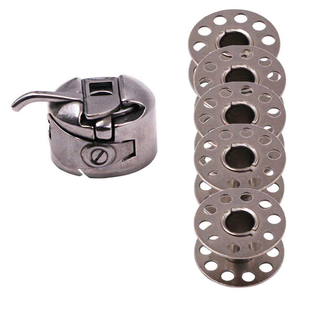 Hohe Qualität 1 Stück Spulenkapsel + 5 Stück Metallspulen für für Brother für Singer Haushaltsnähmaschine Nähzubehör Werkzeuge