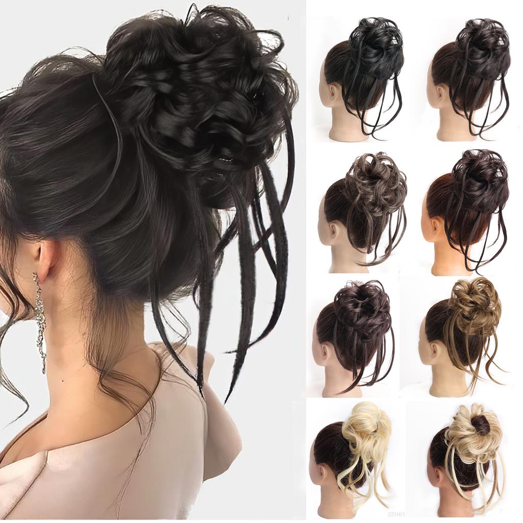 LISI HAIR Synthetic Curly Scrunchie Chignon with Elastic Rubber Band Messy Bun Ponytails Extension for Women