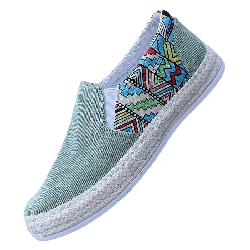 Fashion Autumn men's casual shoes, light blue summer shallow mouth fisherman's shoes, canvas board shoes, ethnic style board shoes