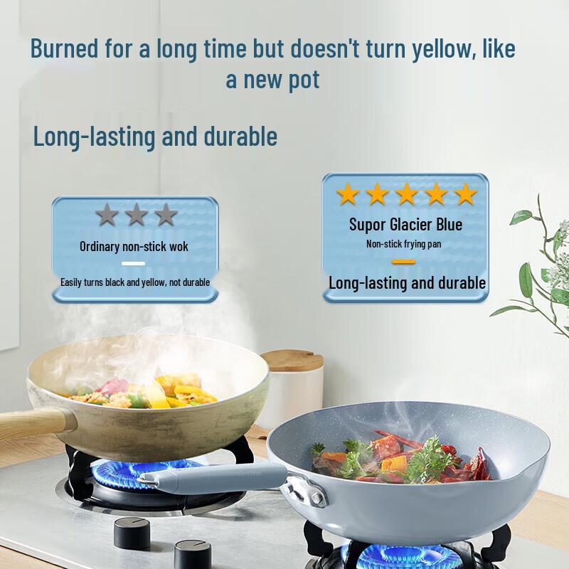 COOKER KING 28cm Glacier Blue Non-stick Wok