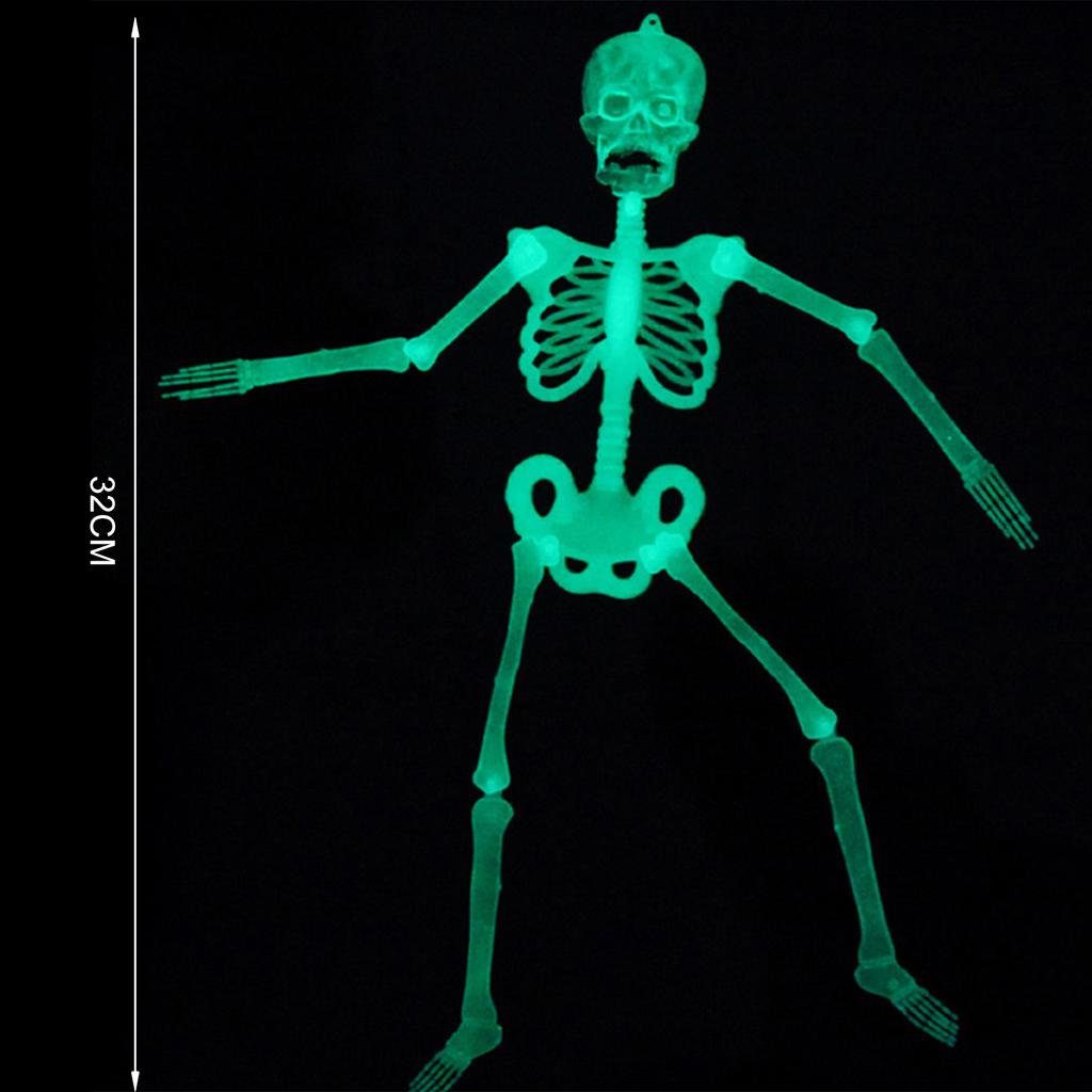 Glowing Skeleton Halloween Decor 32cm Scary Haunted House Props for Party Decoration Spooky Prank Supplies