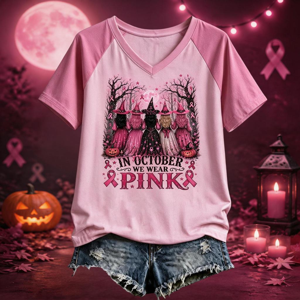 Women's Halloween Themed Raglan Short Sleeve T-Shirt