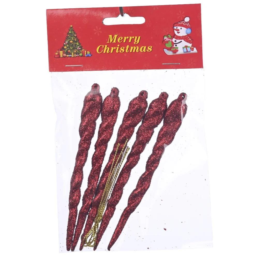 5pcs Winter Party Hanging Ornaments with Ice Icicle Design for Christmas Tree and Festive Indoor Outdoor Decoration