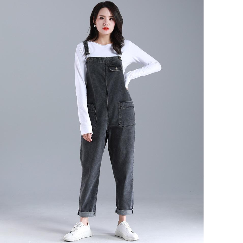 Mode Denim Latzhose Damen Locker Geschnitten Klassische Latzhose Lässig Denim Stretch Denim Jumpsuit Jeans