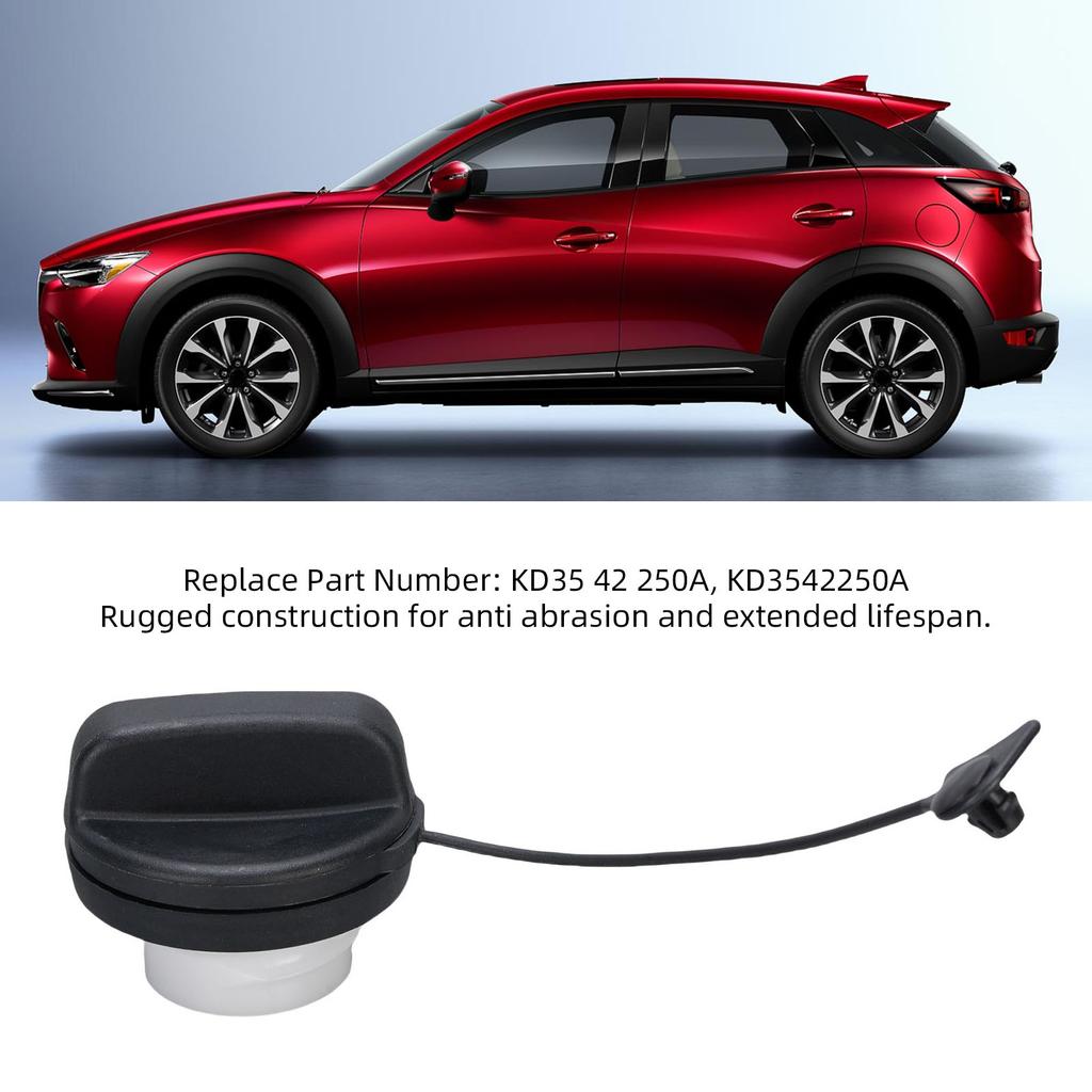 Car Fuel Tank Filler Cap with Sealing and Connecting Rope KD35 42 250A Gas Cap Replacement for Mazda CX-3 CX-9 CX-5 2013-2023