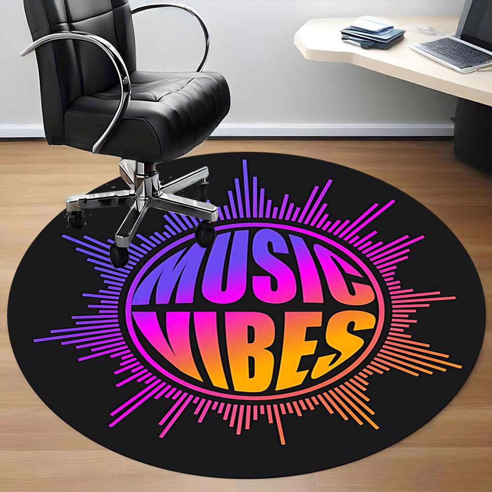 1pc Music Vibes Office Round Rug, Non-slip, Soft and Durable Office Rug for Interior Decoration, Perfect for Office,Decoration Yy260204030