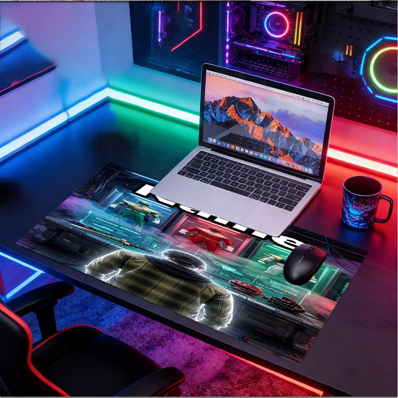 Custom Name Personalized Mighty Morphin Power Rangers Pattern Mousepad, Laptop PC Desk Mat, Decorative Desk Mat for Home Keyboard Pad Gift