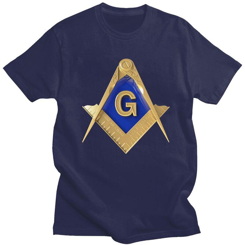 Custom Freemason Gold Square Masonic T Shirts Men Tshirts Casual Tee Slim Fit Tshirts Gift