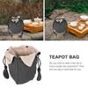 Portable Cotton Linen Teapot Bag Tea Set Storage Bag Travel Pouch Teaware Kitchen Dining Bar Accessories Wooden Beads Simple