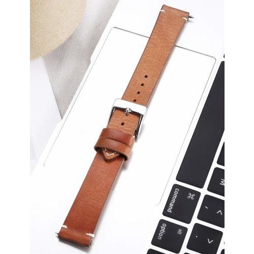 BINLUN Genuine Leather Watch Band, Quick Release, Replacement Strap for Men and Women, Unisex, 12mm, 14mm, 16mm, 18mm, 20mm, 22mm, 24mm, 4 Colors (Ora