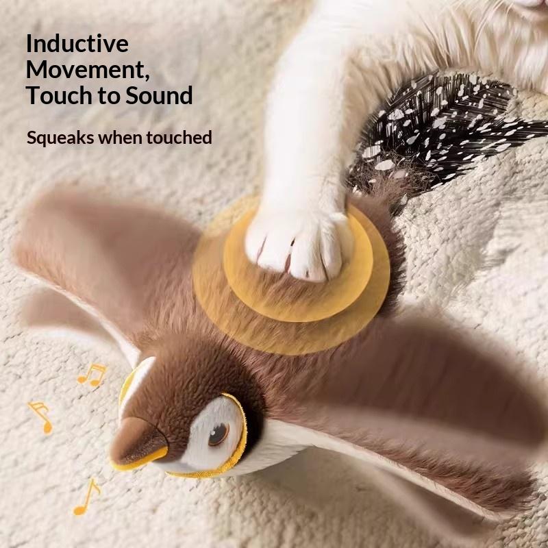 Electric Simulated Bird Cat Toy with Realistic Sound Touch Activated USB Rechargeable Bird Toy with Catnip Bag for Cats